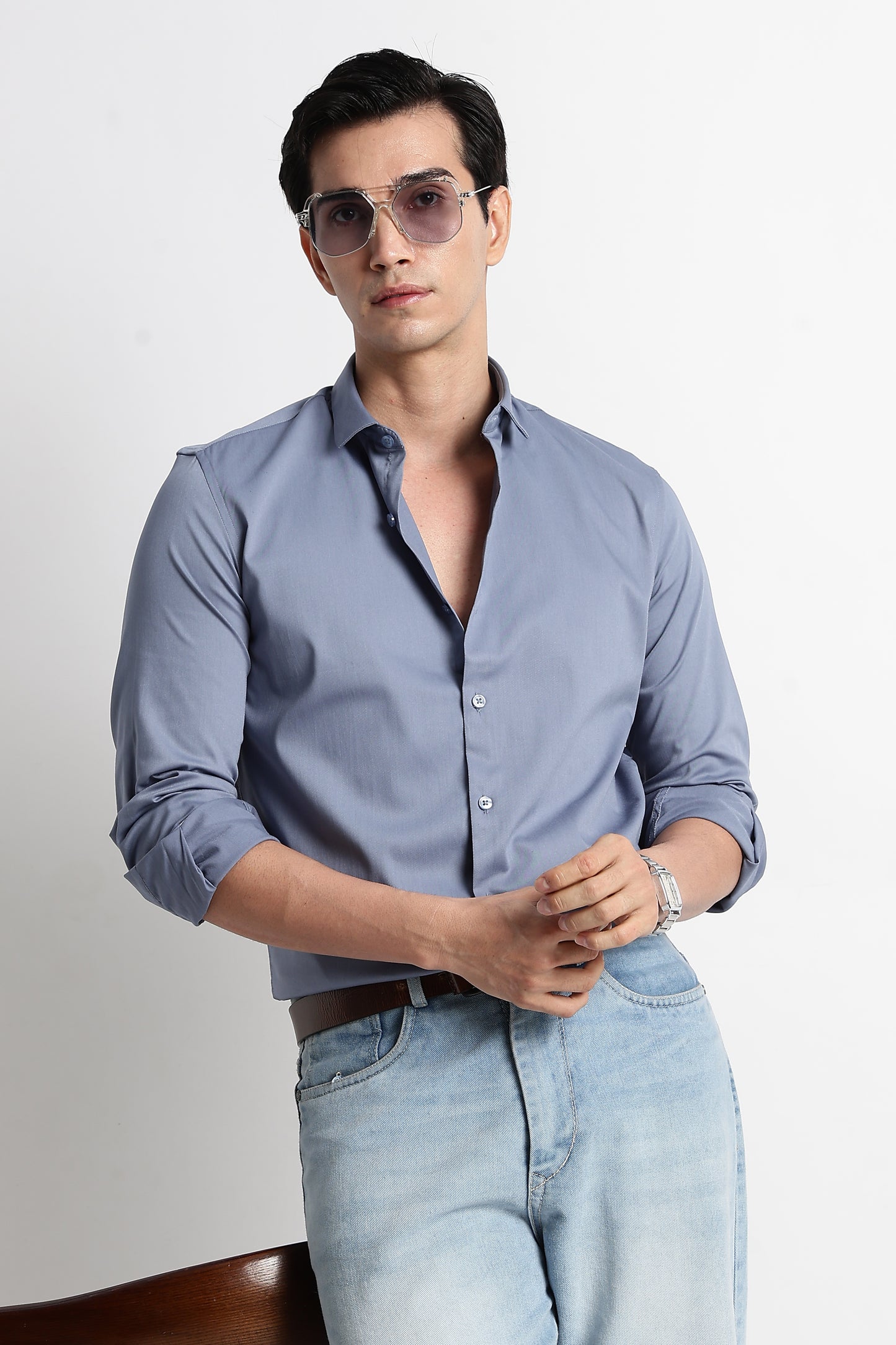 The Modern Essential Poly-Lycra Shirt Slate Grey