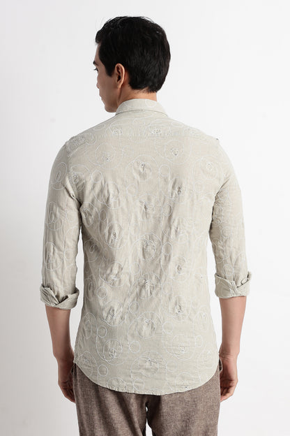 Textured Embroidered Shirt Lt Green