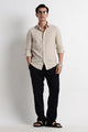 Textured Embroidered Cotton Shirt Cream