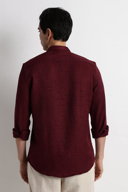 The Minimalist Linen Look Shirt Maroon
