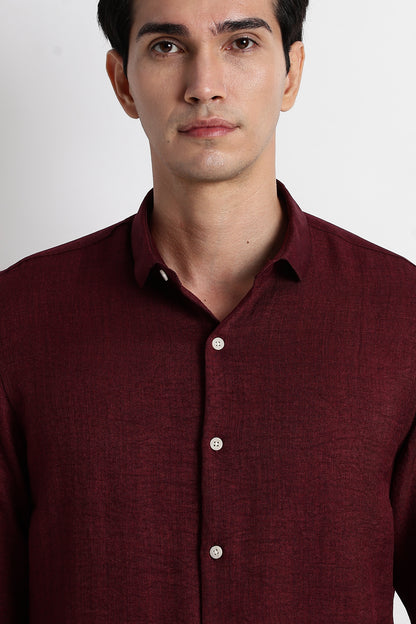 The Minimalist Linen Look Shirt Maroon