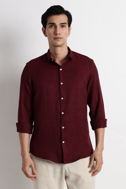 The Minimalist Linen Look Shirt Maroon