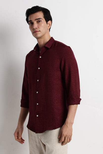 The Minimalist Linen Look Shirt Maroon