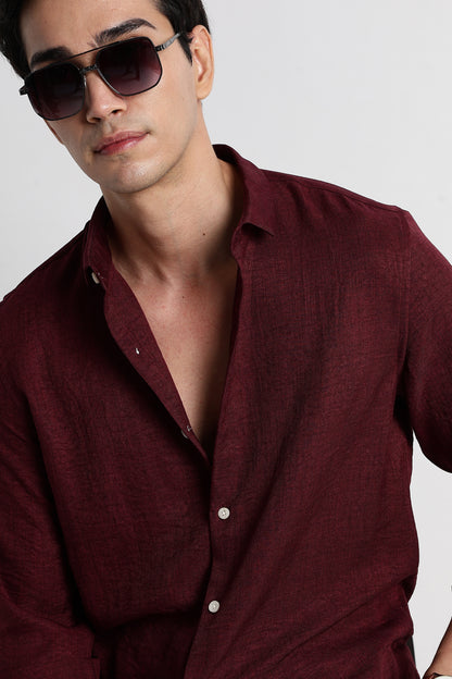 The Minimalist Linen Look Shirt Maroon
