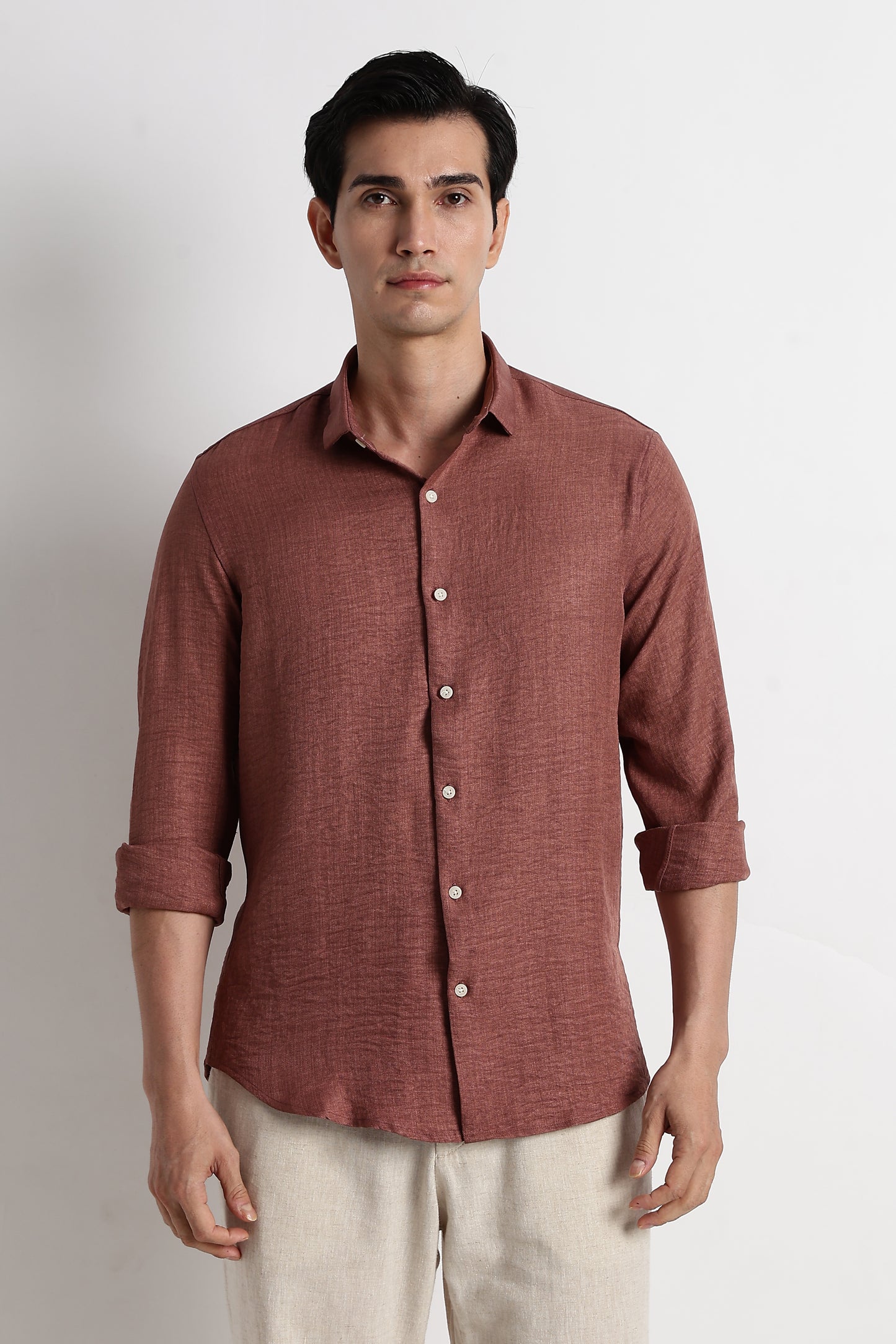 The Minimalist Linen-Blend Shirt Brown