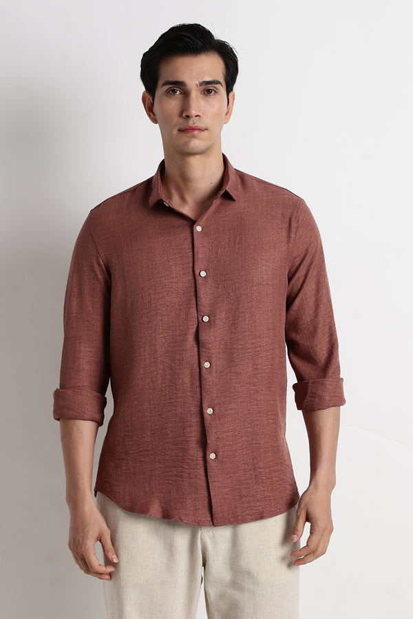 The Minimalist Linen Look Shirt Brown