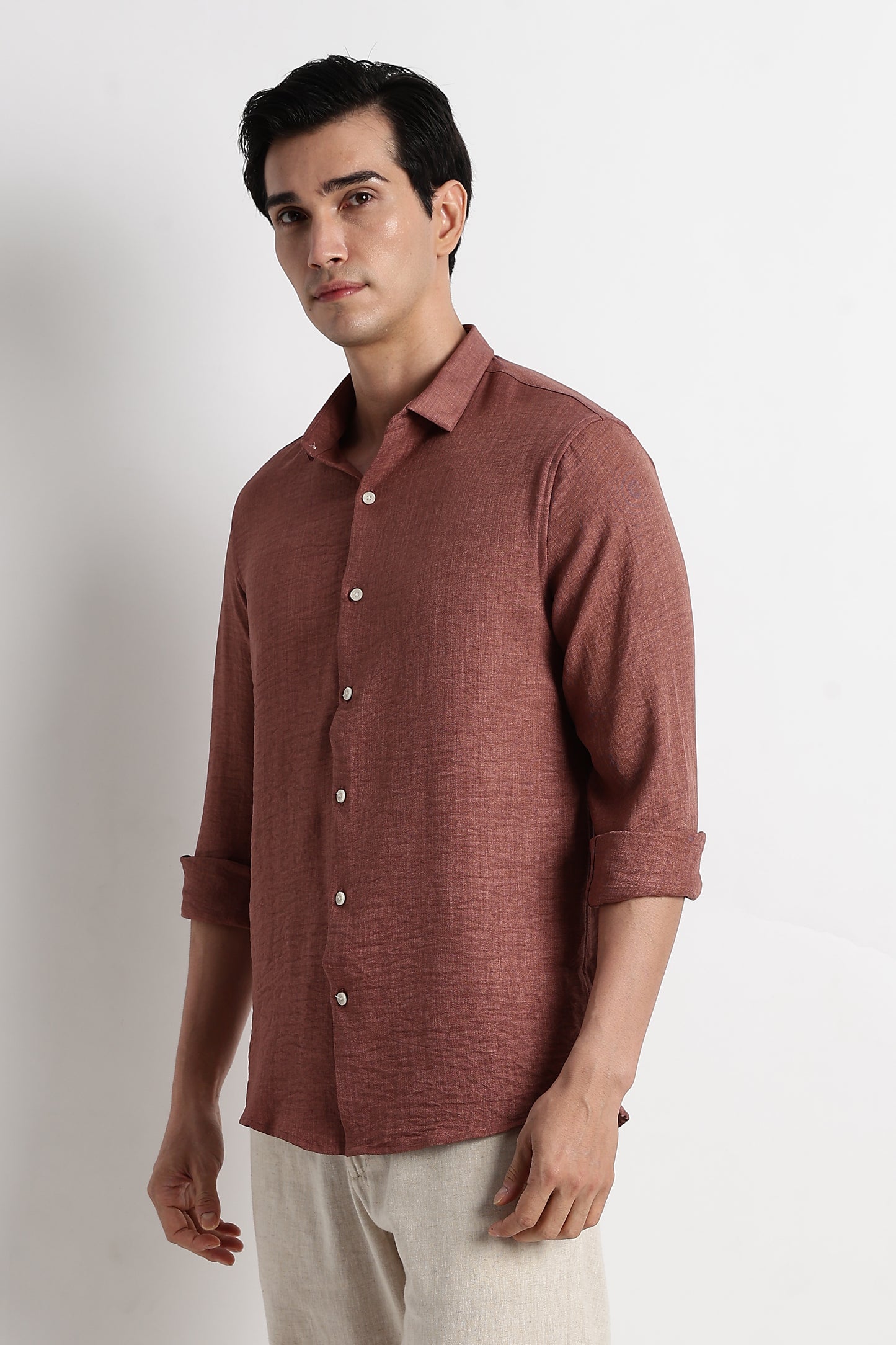 The Minimalist Linen-Blend Shirt Brown