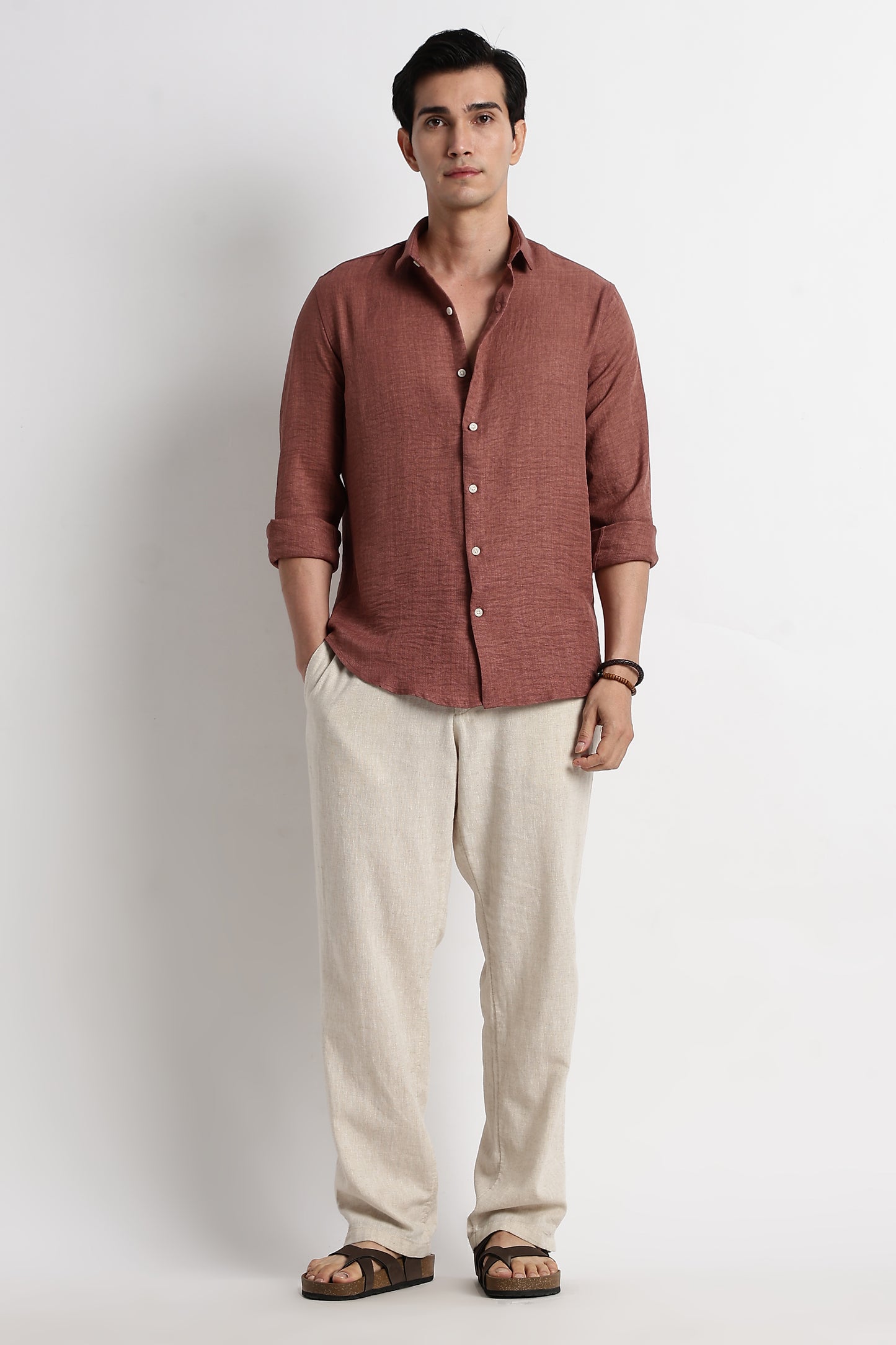 The Minimalist Linen-Blend Shirt Brown
