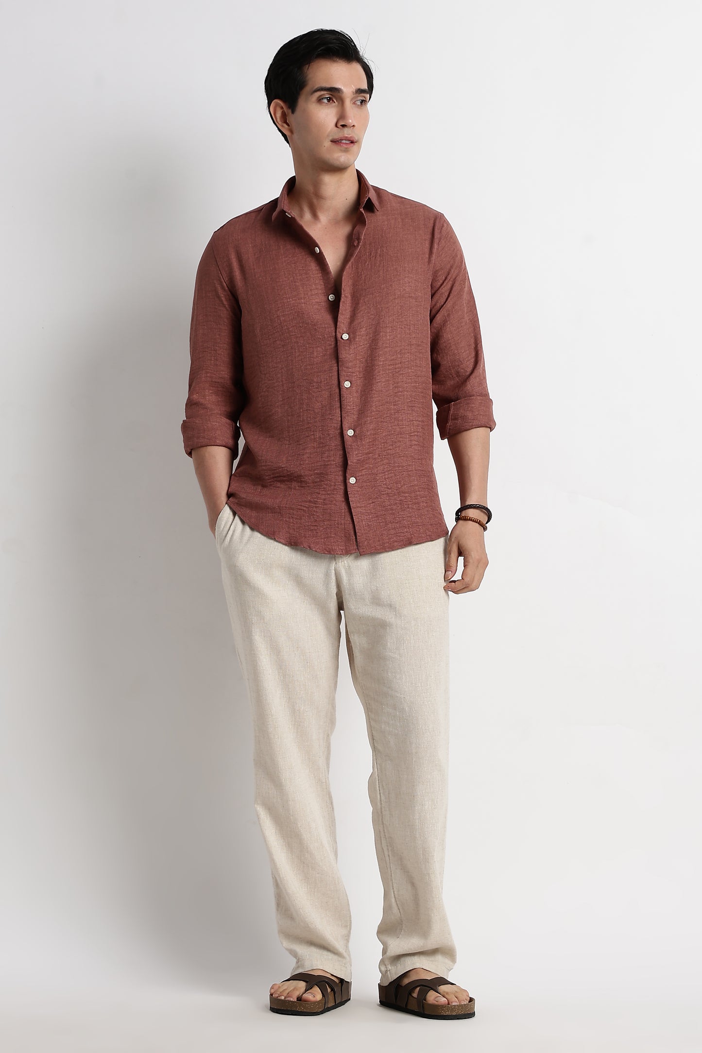 The Minimalist Linen-Blend Shirt Brown