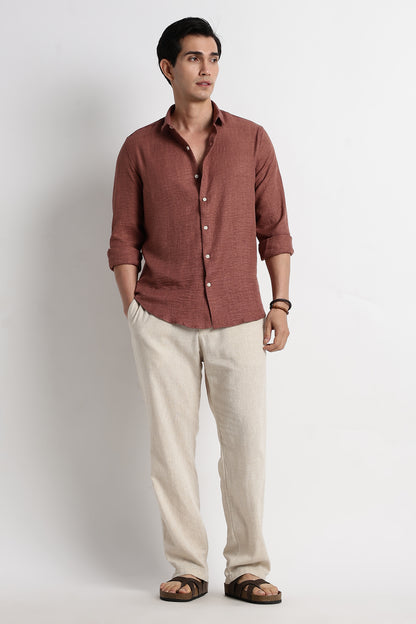 The Minimalist Linen Look Shirt Brown
