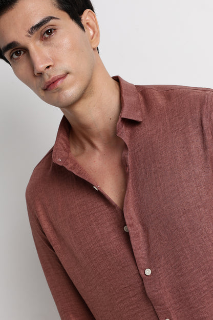The Minimalist Linen Look Shirt Brown