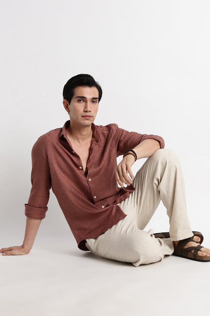 The Minimalist Linen Look Shirt Brown