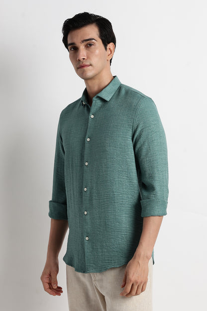 The Minimalist Linen Look Shirt Green