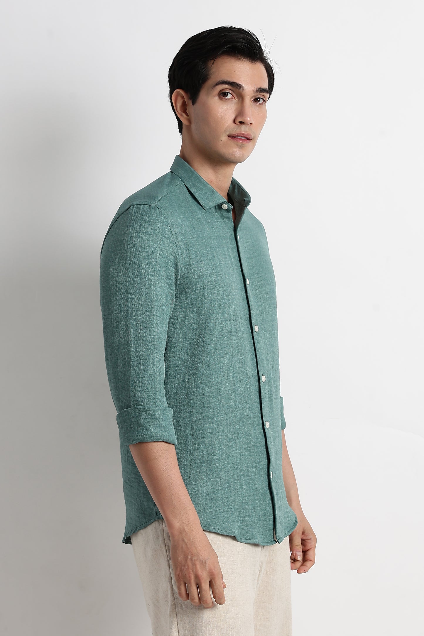 The Minimalist Linen-Blend Shirt Green