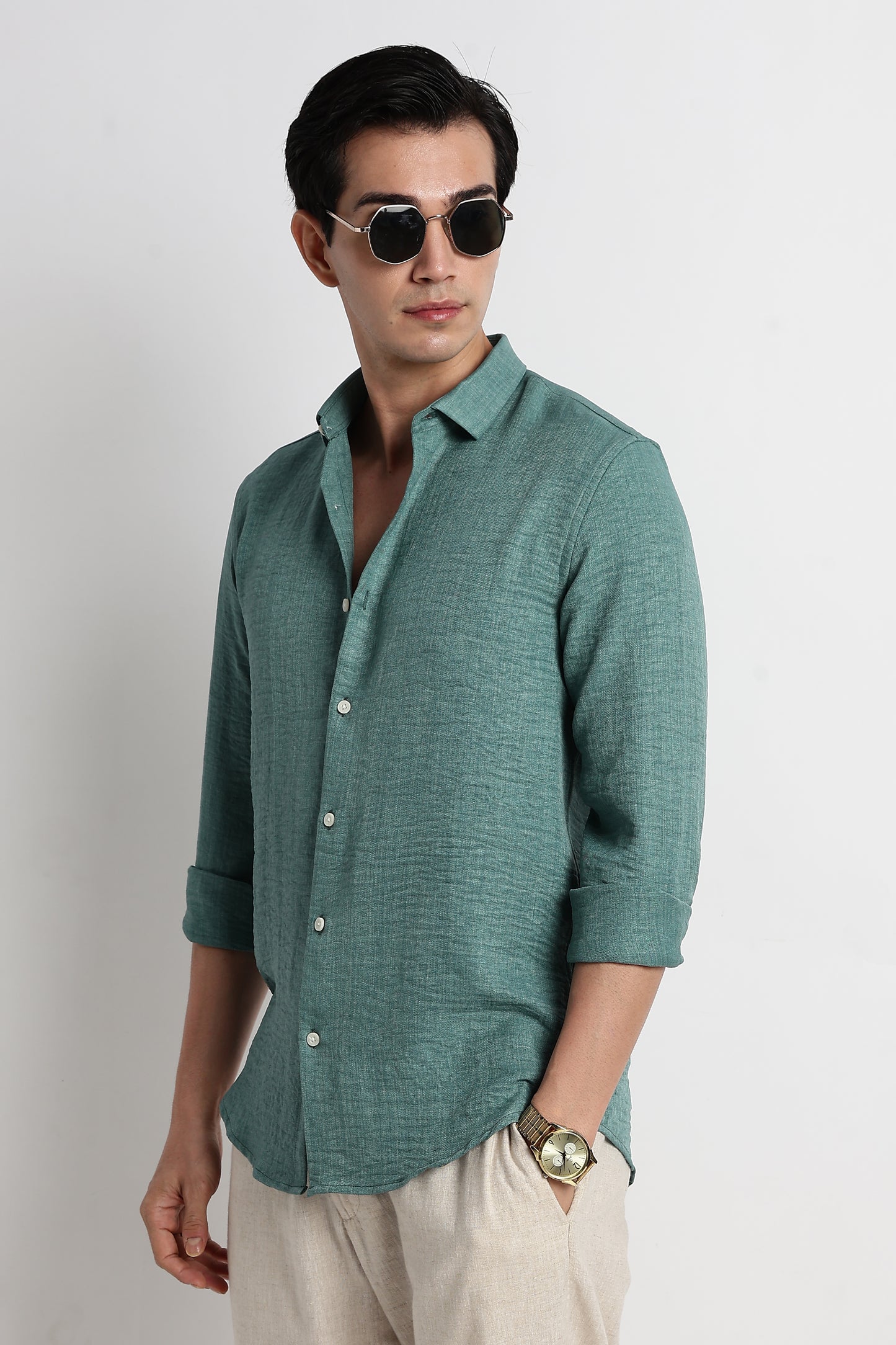 The Minimalist Linen-Blend Shirt Green