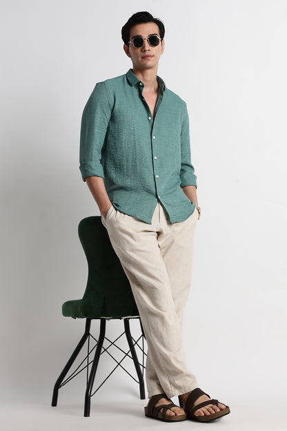 The Minimalist Linen Look Shirt Green