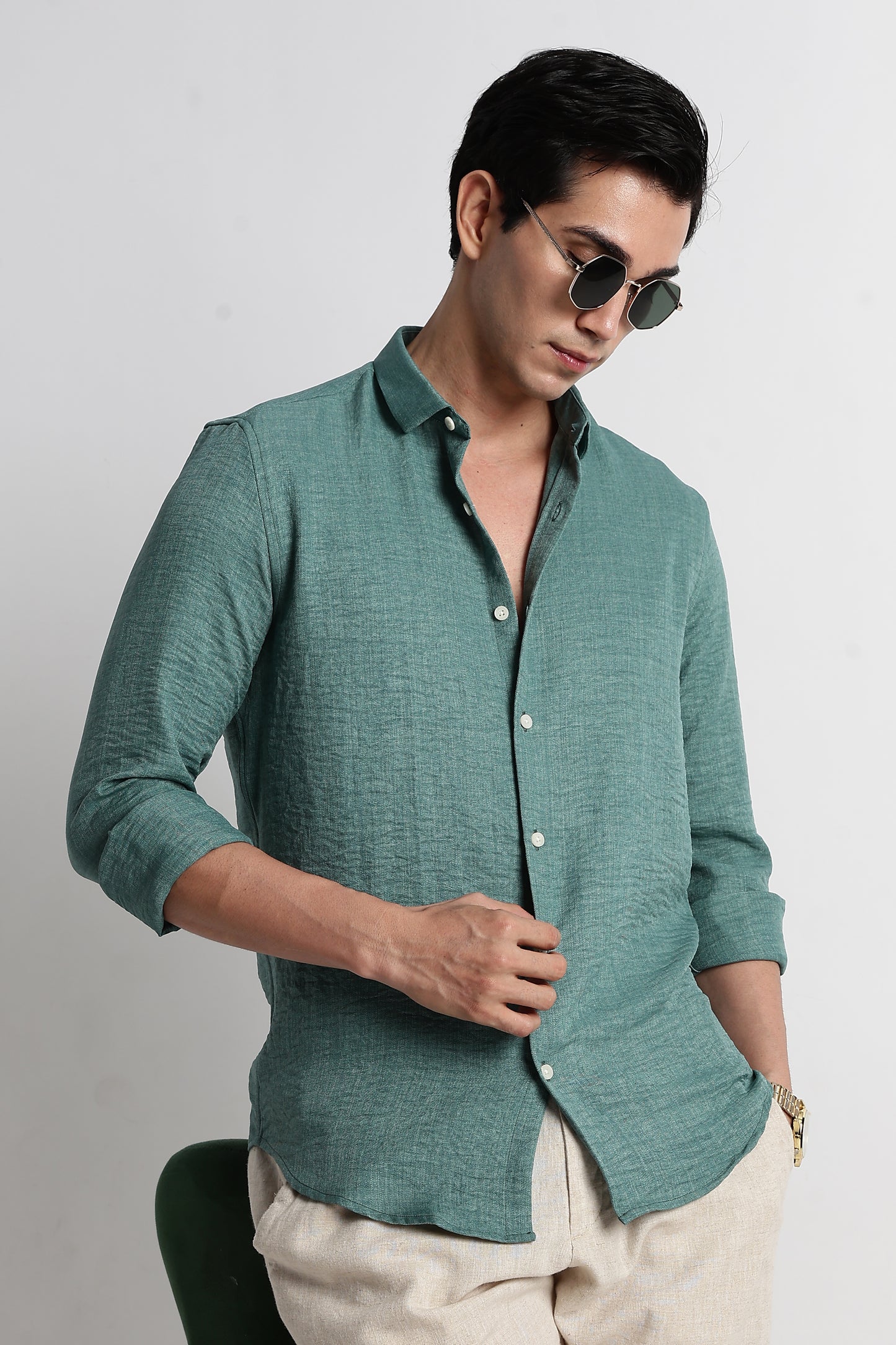 The Minimalist Linen-Blend Shirt Green