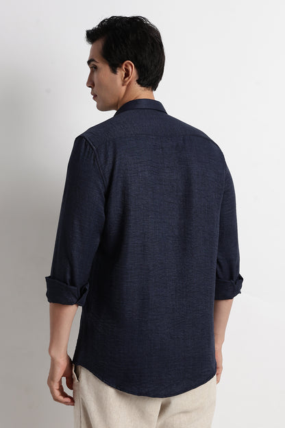 The Minimalist Linen Look  Shirt Navy