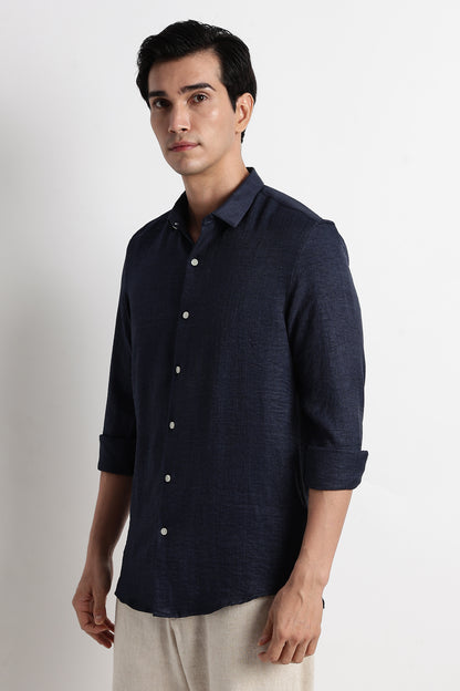 The Minimalist Linen Look  Shirt Navy