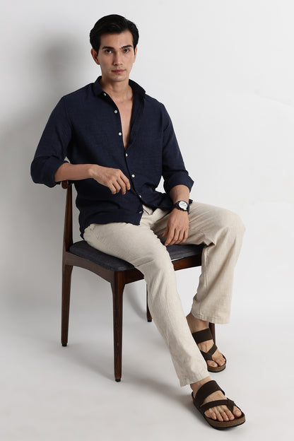 The Minimalist Linen Look  Shirt Navy