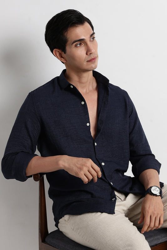 The Minimalist Linen Look  Shirt Navy