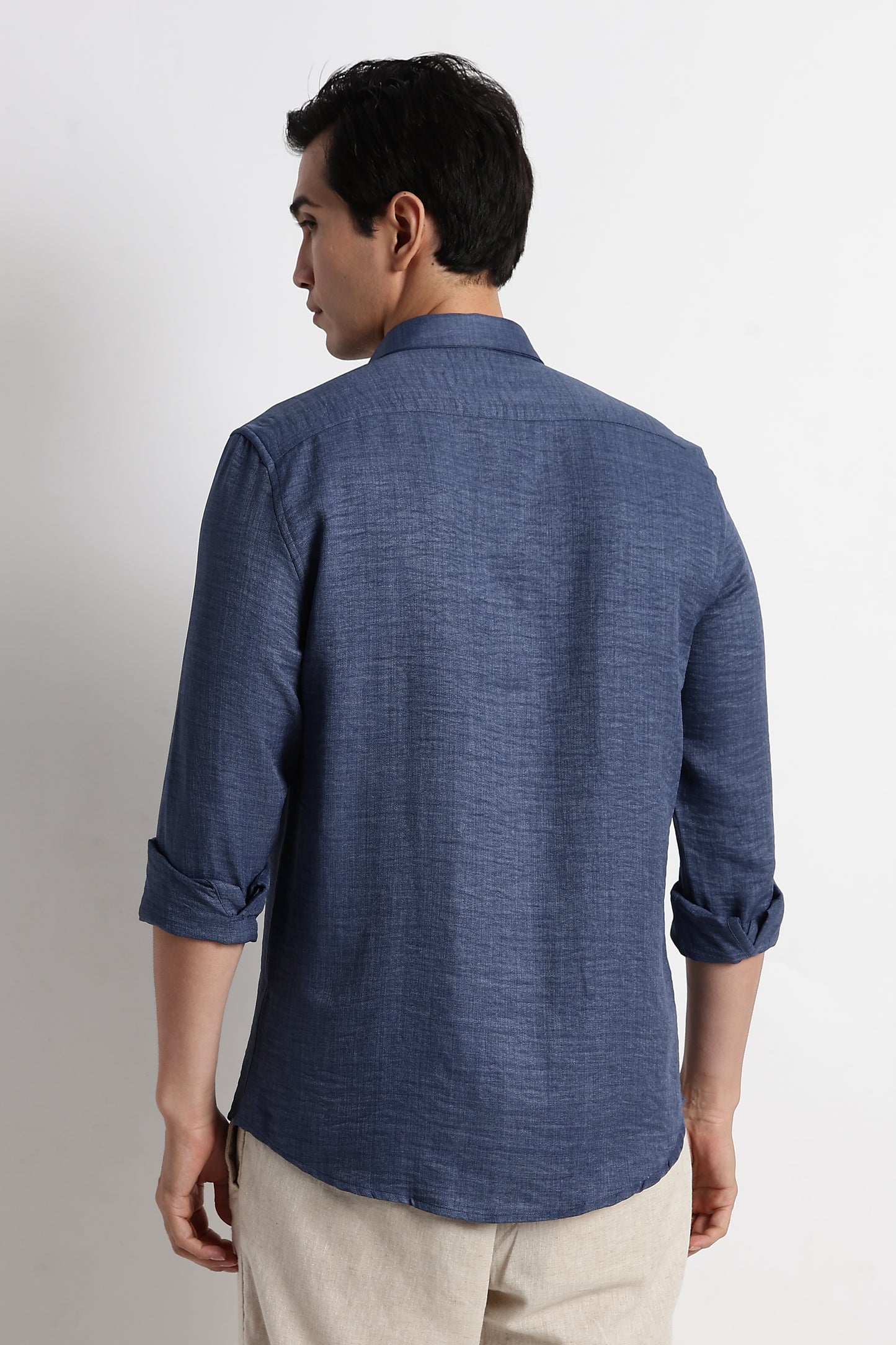 The Minimalist Linen-Blend Shirt Blue