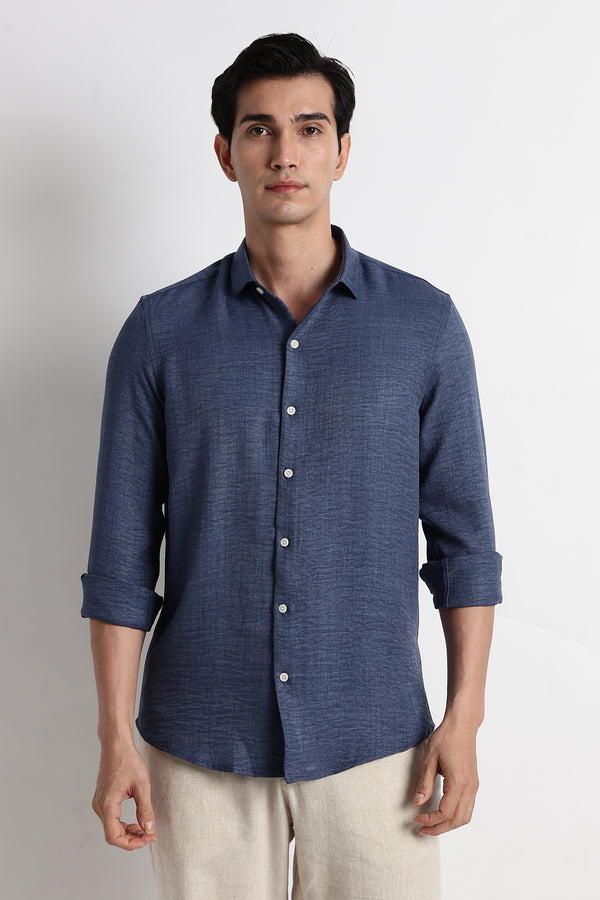 The Minimalist Linen Look Shirt Blue
