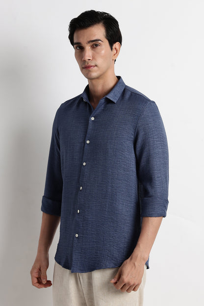 The Minimalist Linen Look Shirt Blue