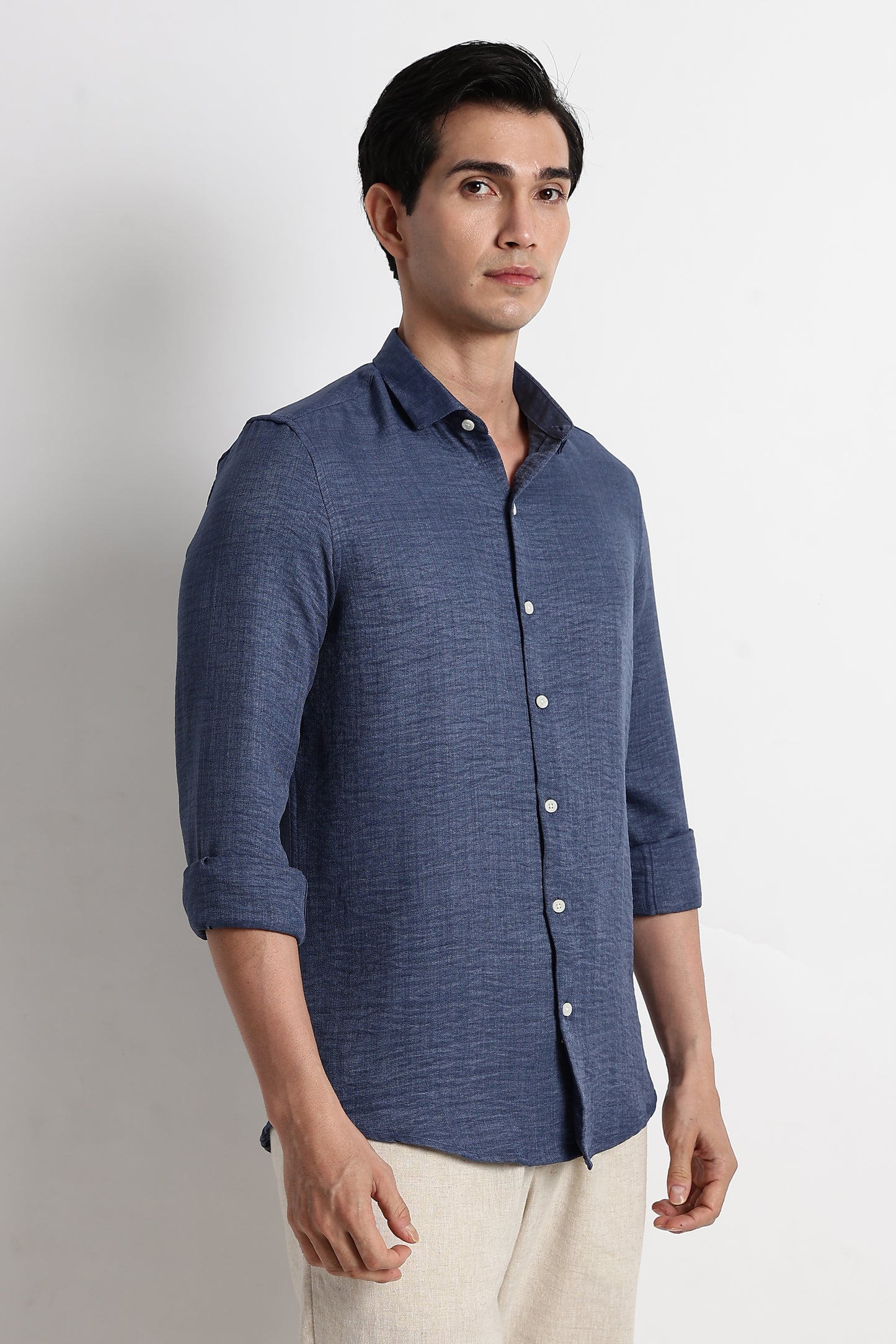 The Minimalist Linen-Blend Shirt Blue