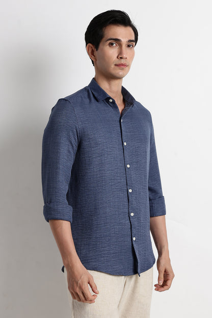 The Minimalist Linen Look Shirt Blue