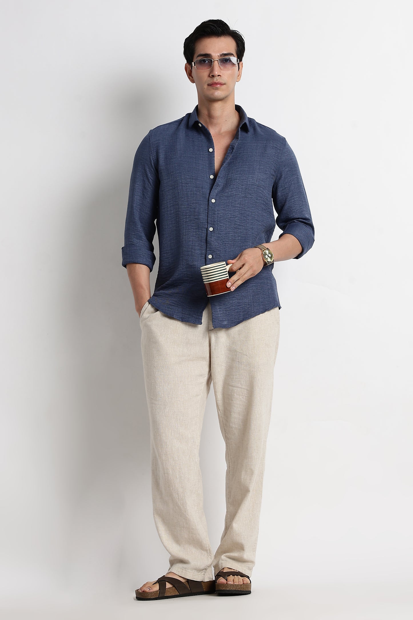 The Minimalist Linen-Blend Shirt Blue