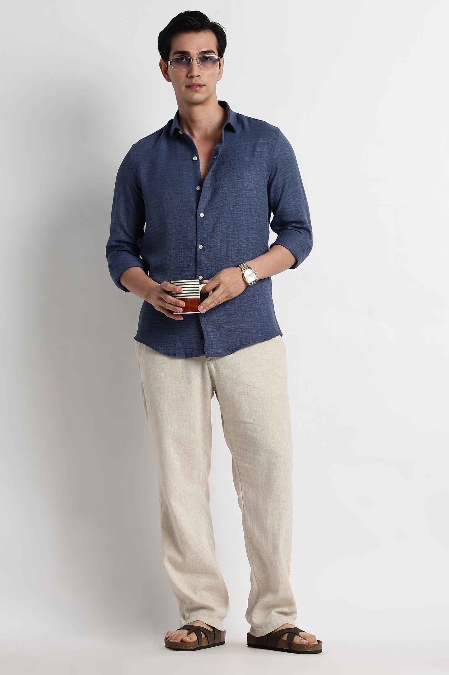 The Minimalist Linen-Blend Shirt Blue