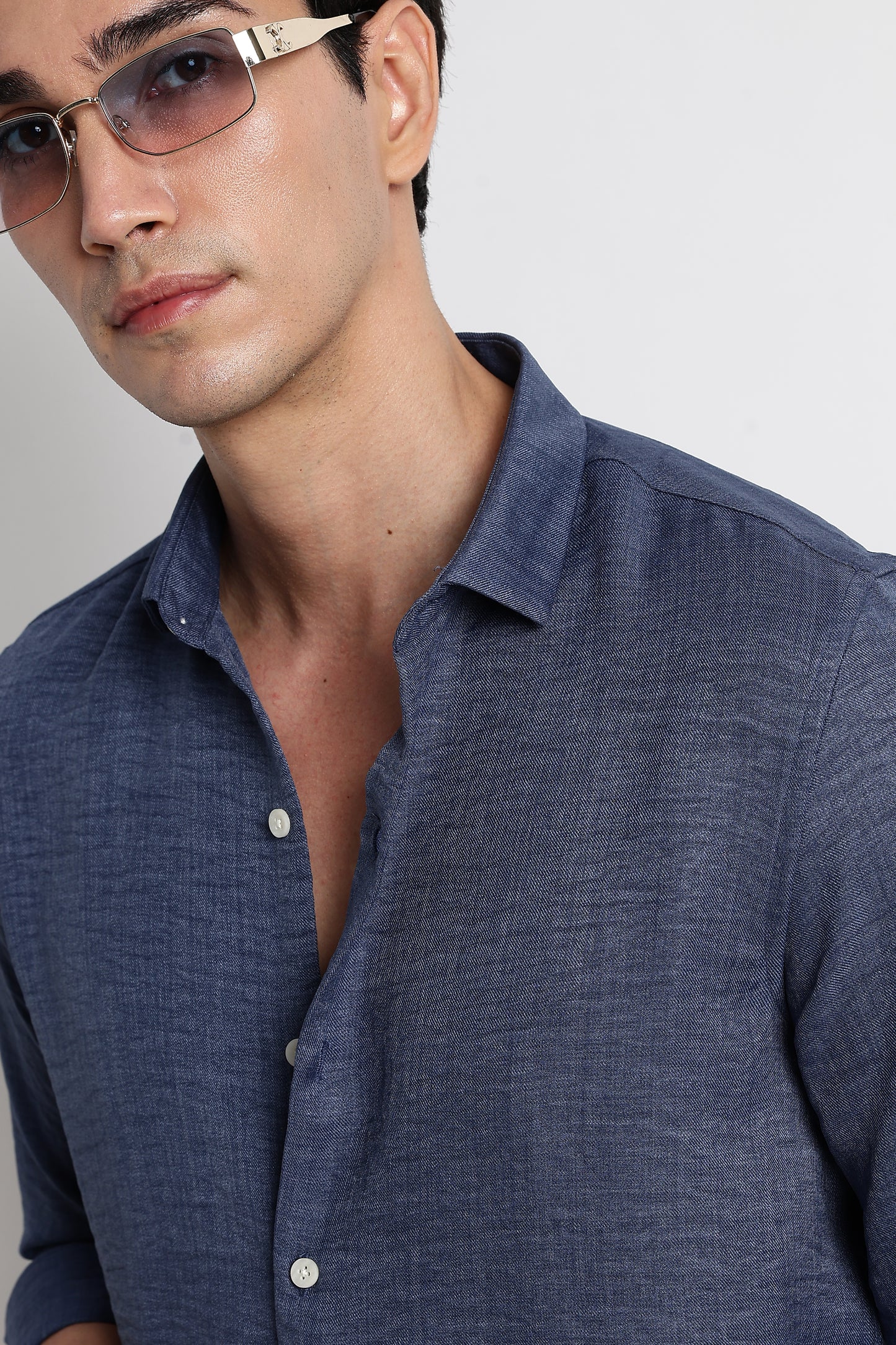 The Minimalist Linen-Blend Shirt Blue