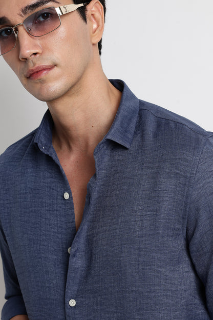 The Minimalist Linen Look Shirt Blue