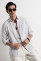 Classic Cotton Slim Fit Striped Shirt Grey