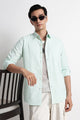 Classic Cotton Slim Fit Striped Shirt Lt Green
