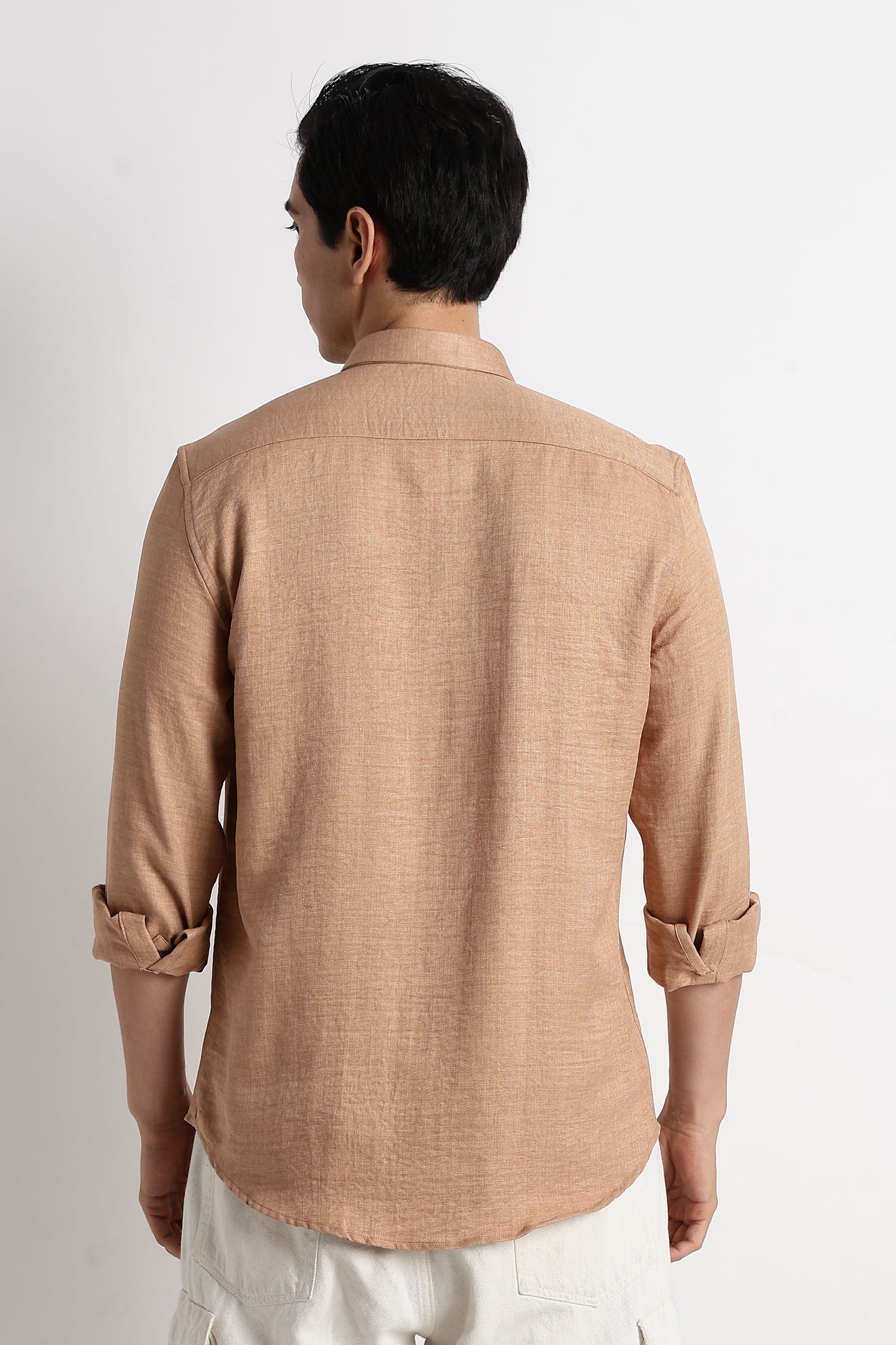 The Minimalist Linen-Blend Shirt Lt Orange