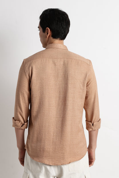 The Minimalist Linen Look Shirt Lt Orange