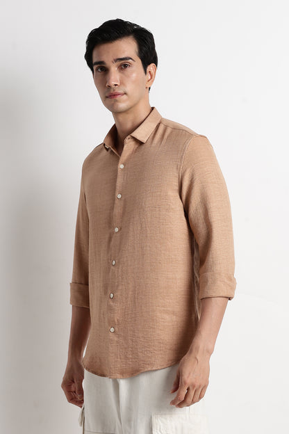 The Minimalist Linen Look Shirt Lt Orange