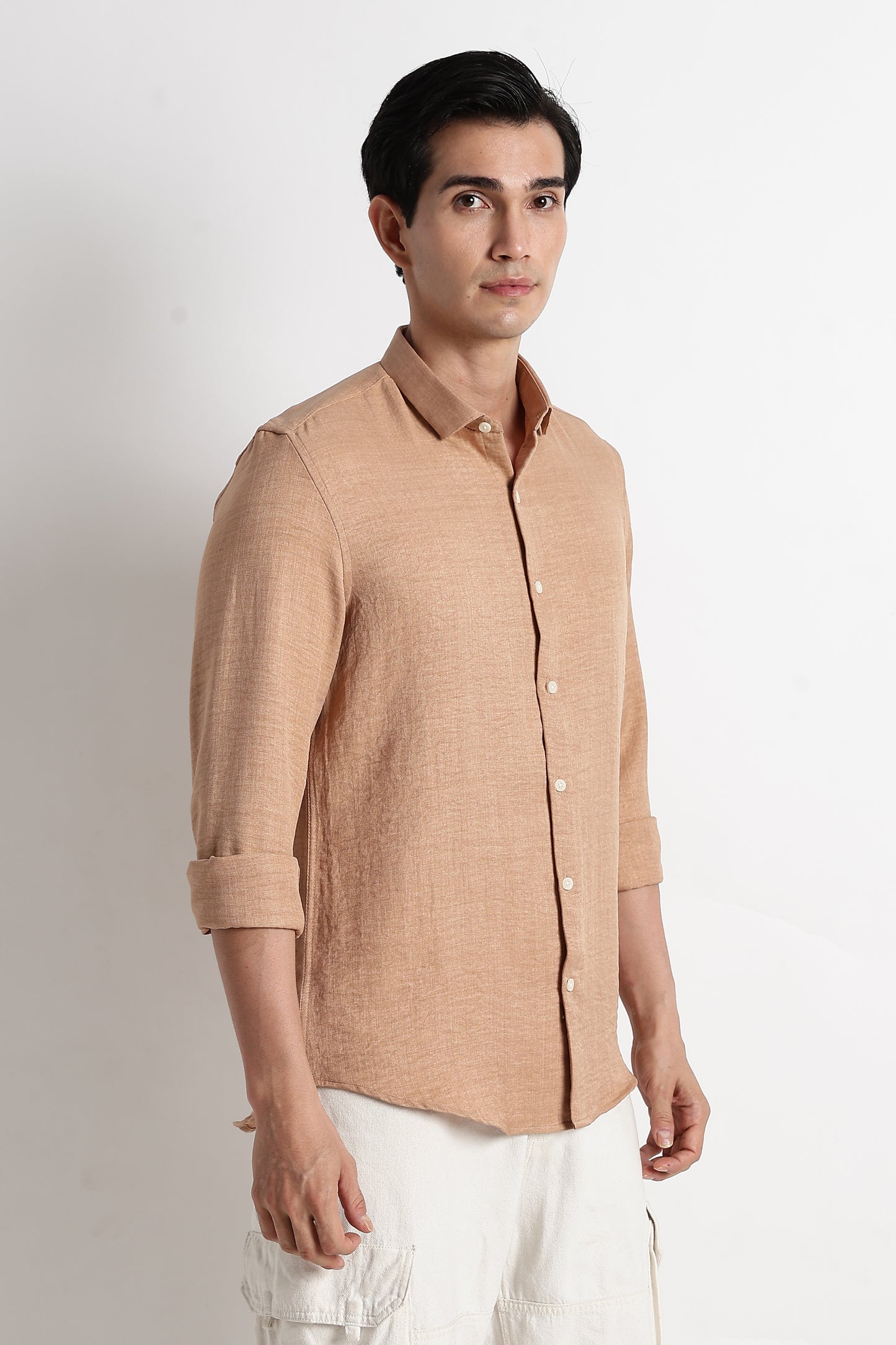 The Minimalist Linen-Blend Shirt Lt Orange