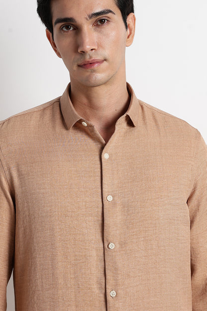 The Minimalist Linen Look Shirt Lt Orange
