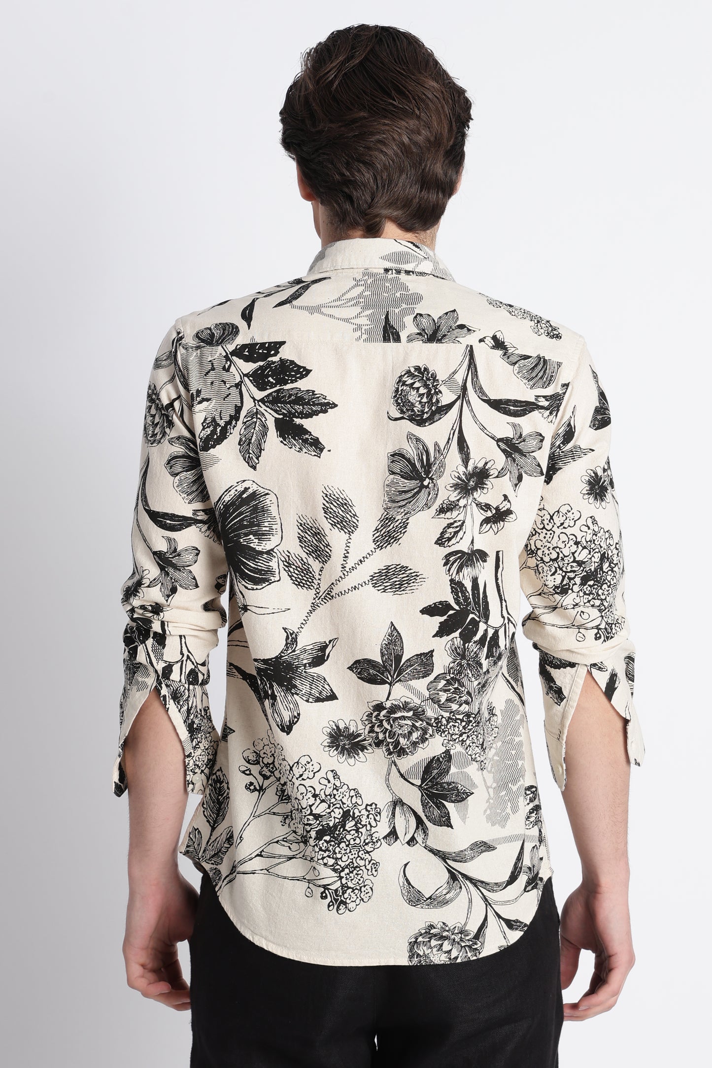 Abstract Block Print Casual Shirt Black