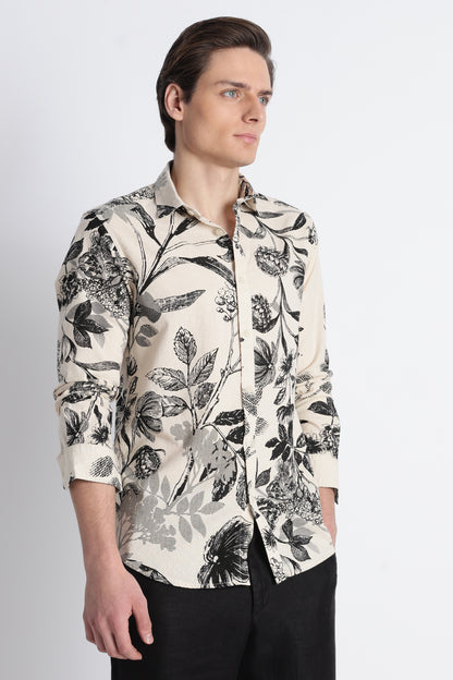 Abstract Block Print Casual Shirt Black