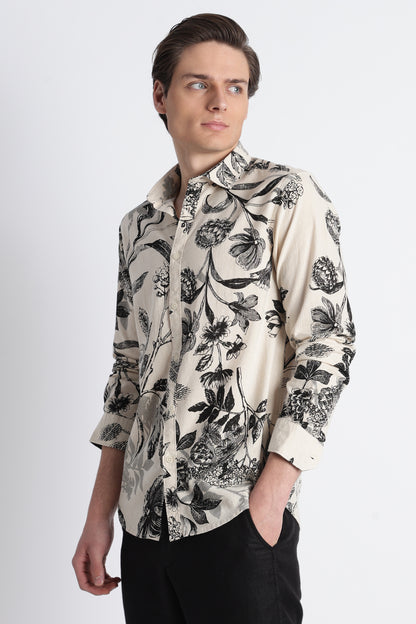 Abstract Block Print Casual Shirt Black