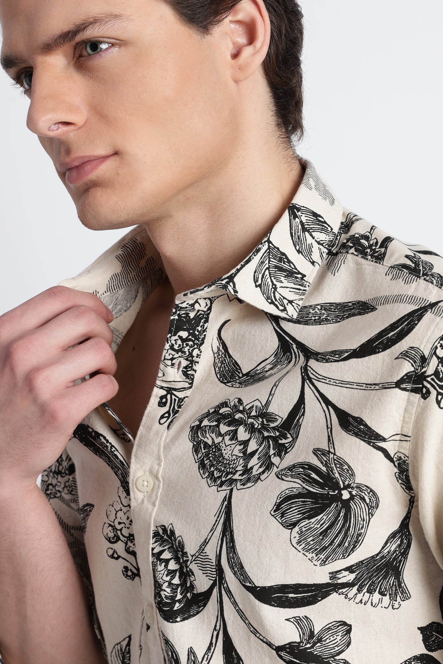 Abstract Block Print Casual Shirt Black