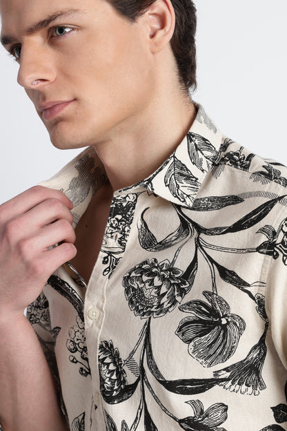 Abstract Block Print Casual Shirt Black