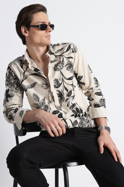 Abstract Block Print Casual Shirt Black