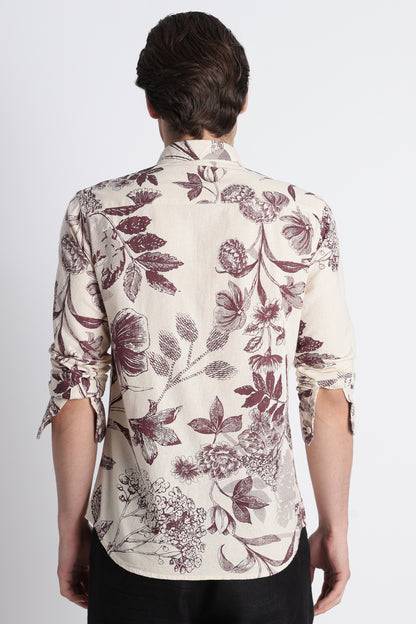 Abstract Block Print Casual Shirt Purple