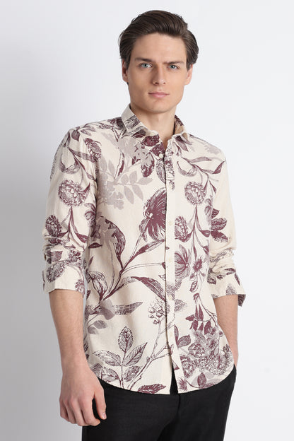 Abstract Block Print Casual Shirt Purple