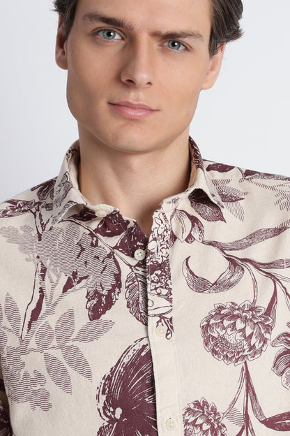 Abstract Block Print Casual Shirt Purple